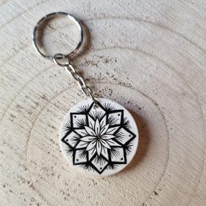 Mandala Keyring Black & White